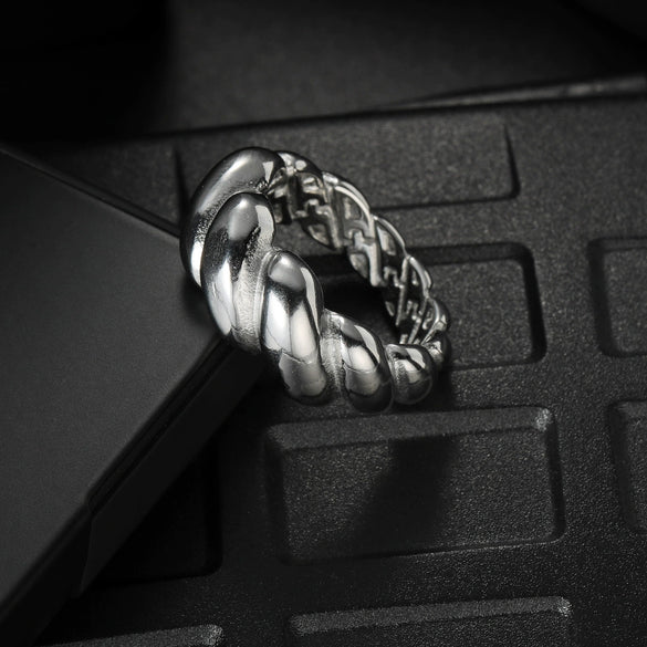 Titanium Steel Geometric Twist Shape Casting And Electroplating Ring Unisex Jewelry
