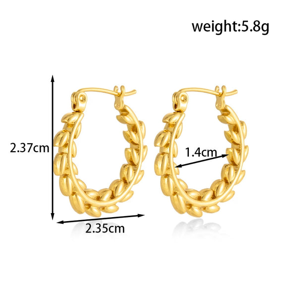 Titanium Steel Geometric Twisted Diamond Wheat Ear Shape Electroplated Women's Earrings Light Luxury Style