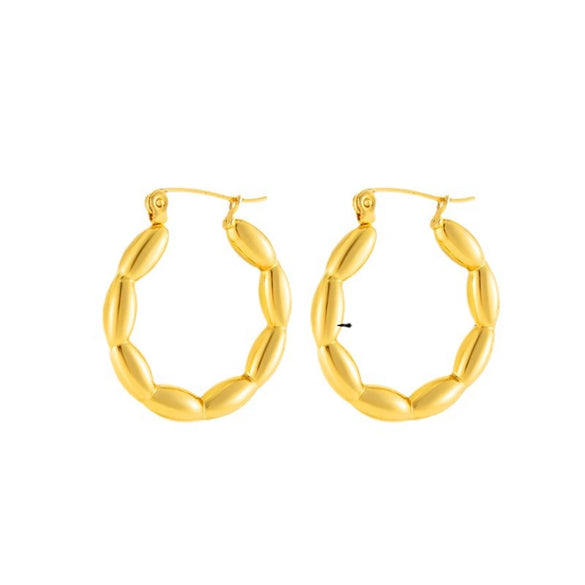 Titanium Steel Geometric Twisted Hammer Pattern Electroplated Women's Earrings