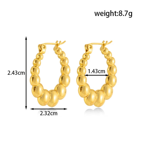 Titanium Steel Geometric Twisted Hammer Pattern Electroplated Women's Earrings