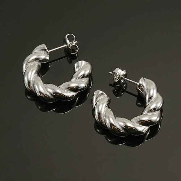 316L Stainless Steel Geometric Twisted Women's Earrings Electroplated