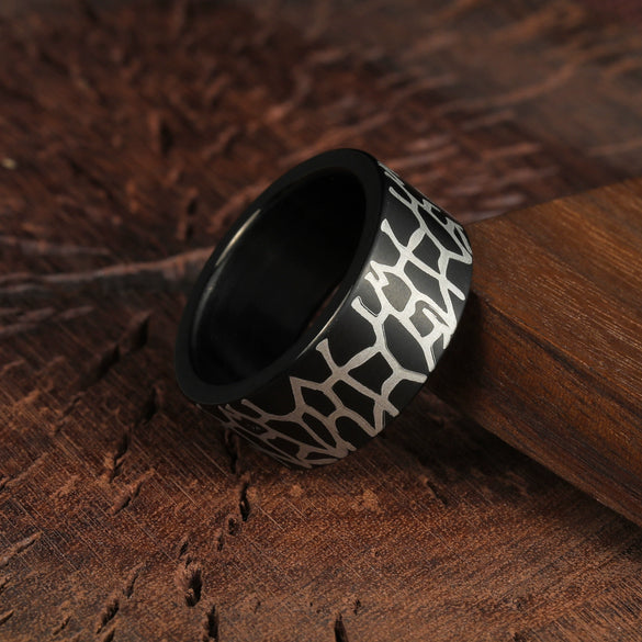 Titanium Steel Geometric Unisex Ring With Electroplating Simple And Crack Design Does Not Fade
