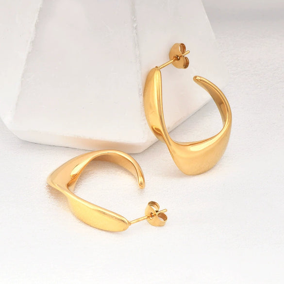 Titanium Steel Geometric Ushaped Electroplated Twist Earrings For Women