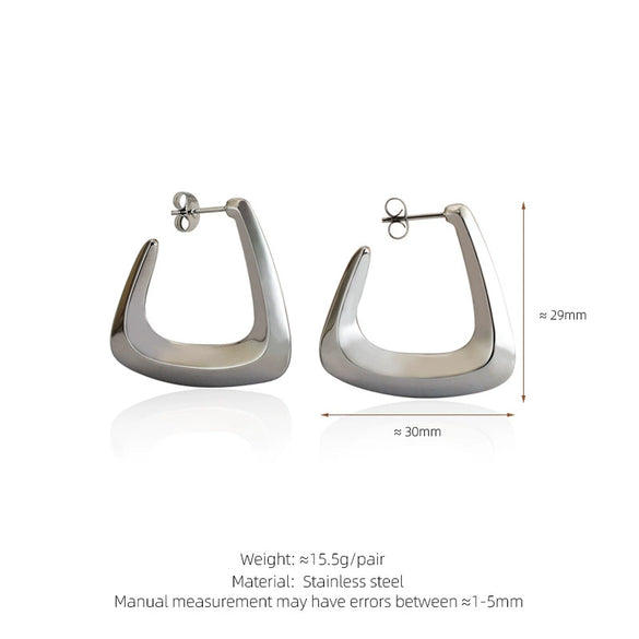 Titanium Steel Geometric Ushaped Triangle Earrings Plated With Gold