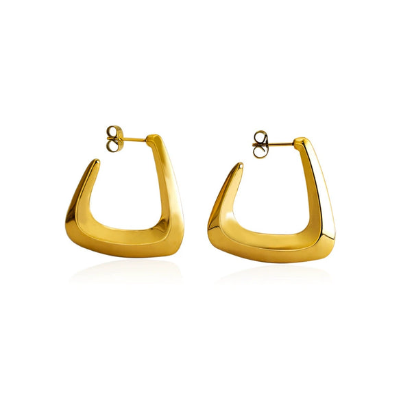Titanium Steel Geometric Ushaped Triangle Earrings Plated With Gold