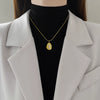 Titanium Steel Geometric Water Drop Cat's Eye Electroplated Unisex Clavicle Necklace
