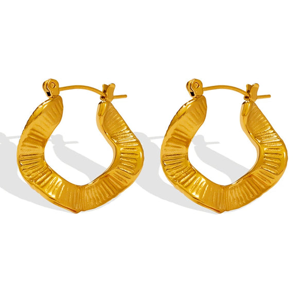 316L Stainless Steel Geometric Wavy Women's Earring Electroplated With 18K Real Gold