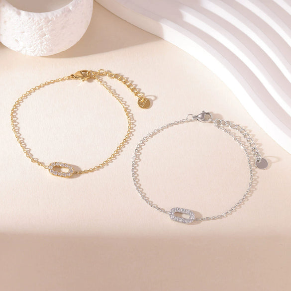 Titanium Steel Geometric Women's Bracelet With Electroplating Design And Zircon Light Luxury Niche Hand Jewelry