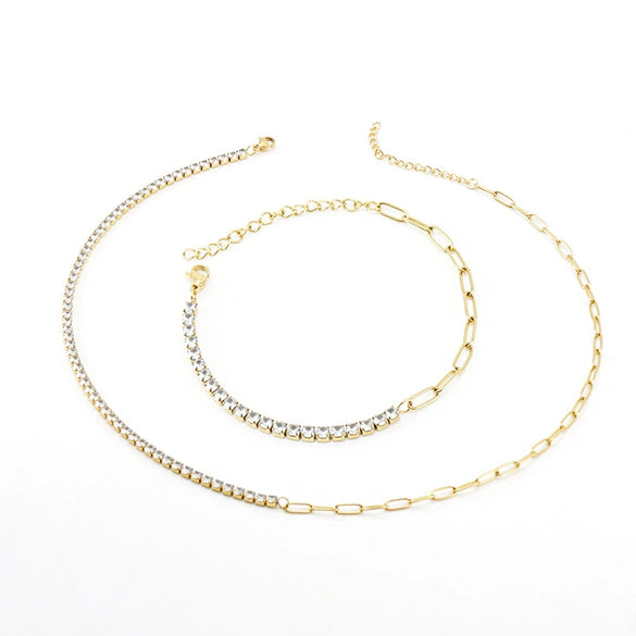 316L Stainless Steel Geometric Women's Necklace And Bracelet