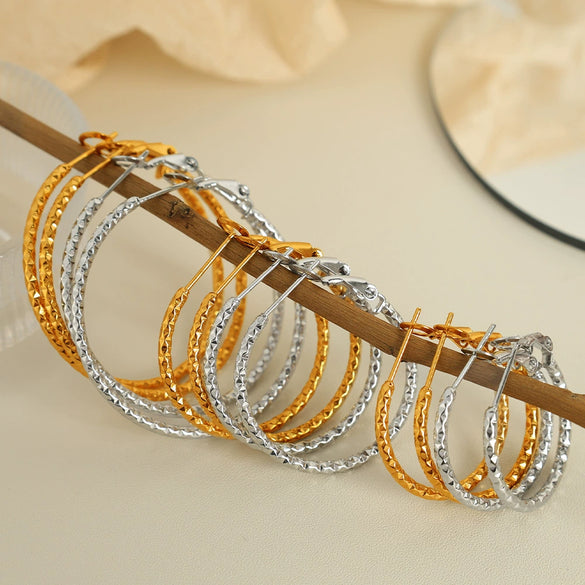 316L Stainless Steel Geometric Women's Simple Twist Earrings With Electroplating