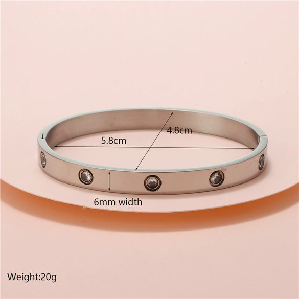 Titanium Steel Geometric Zircon Bracelet With Diamond Cut Design Fashion Stainless Steel Chain Bracelet For Women And Unisex Wear