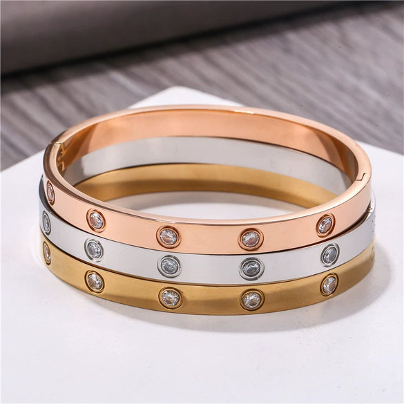 Titanium Steel Geometric Zircon Bracelet With Diamond Cut Design Fashion Stainless Steel Chain Bracelet For Women And Unisex Wear