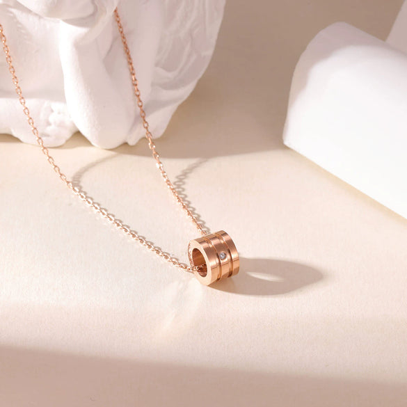 Titanium Steel Geometric Zirconencrusted Simple Necklace For Women Electroplated O Word Chain