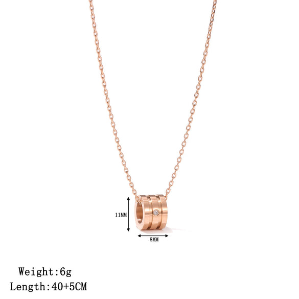 Titanium Steel Geometric Zirconencrusted Simple Necklace For Women Electroplated O Word Chain