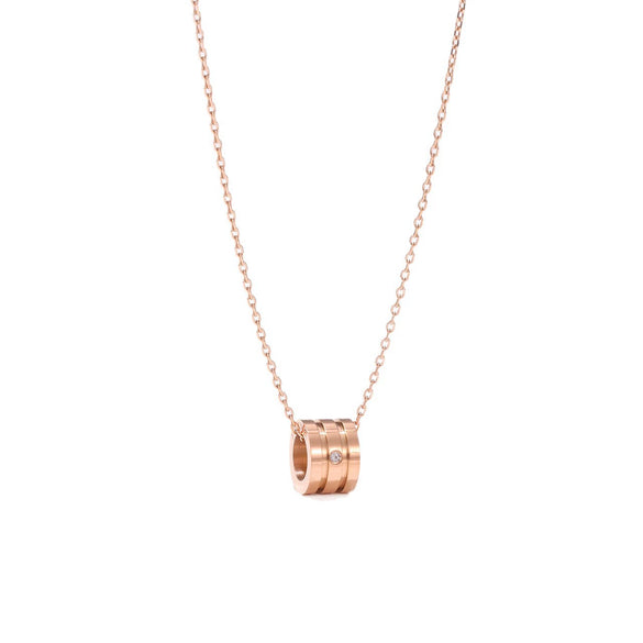 Titanium Steel Geometric Zirconencrusted Simple Necklace For Women Electroplated O Word Chain