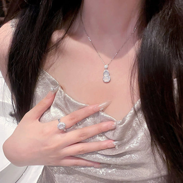Titanium Steel Geometric Zirconia Clavicle Chain Pendant Necklace For Women Highend