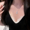 Titanium Steel Geometric Zirconia Clavicle Chain Pendant Necklace For Women Highend