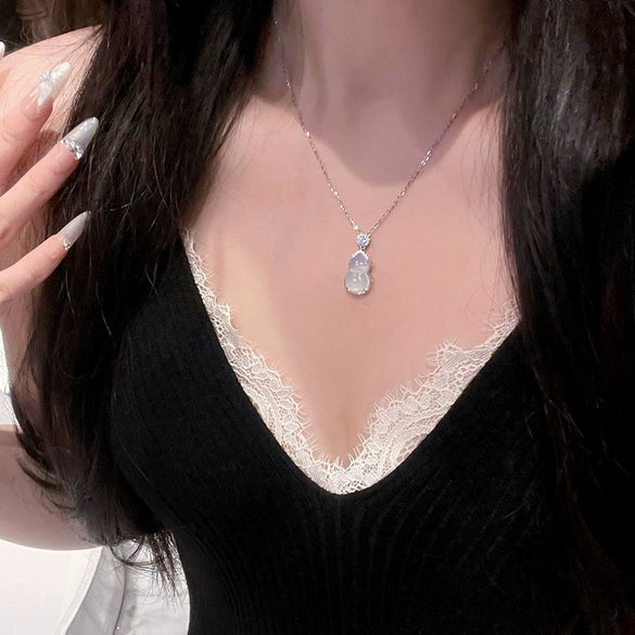 Titanium Steel Geometric Zirconia Clavicle Chain Pendant Necklace For Women Highend