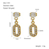 316L Stainless Steel Geometric Zirconia Earrings For Women In Ins Style