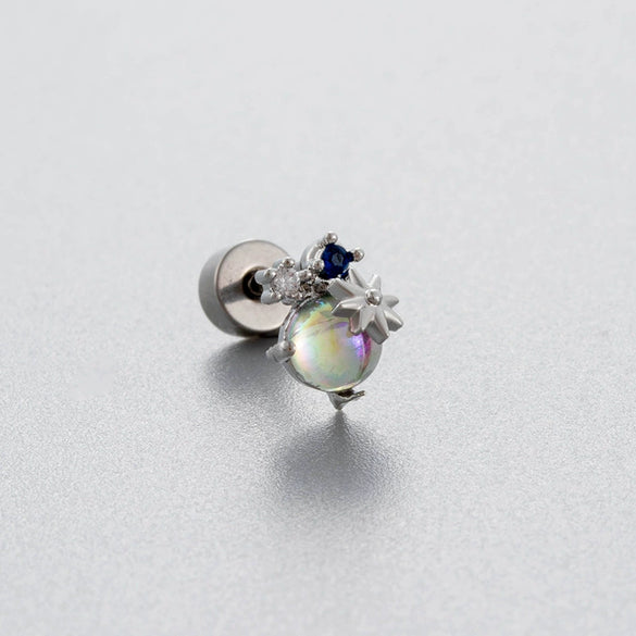 Titanium Steel Geometric Zirconia Love Butterfly Screw Earrings For Women