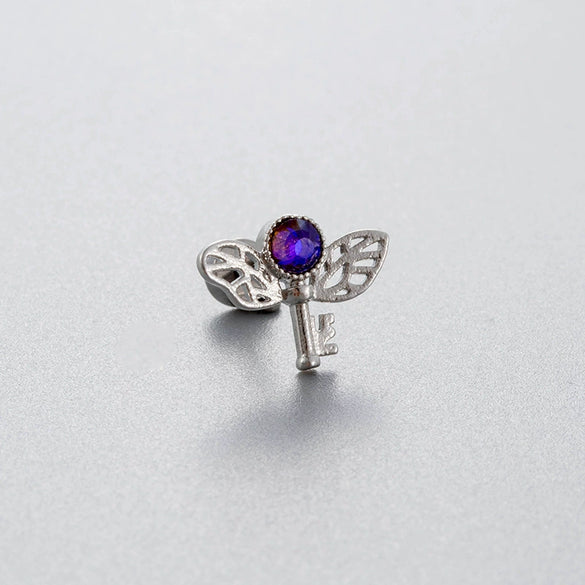 Titanium Steel Geometric Zirconia Love Butterfly Screw Earrings For Women