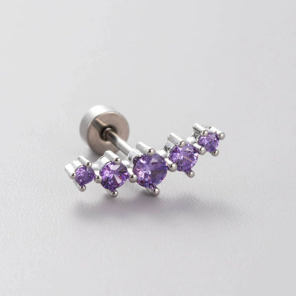 Titanium Steel Geometric Zirconia Love Butterfly Screw Earrings For Women