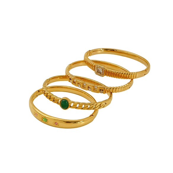 Titanium Steel Gold Electroplated Fashion Geometric Large Circle Mouth Nonfading Bracelet