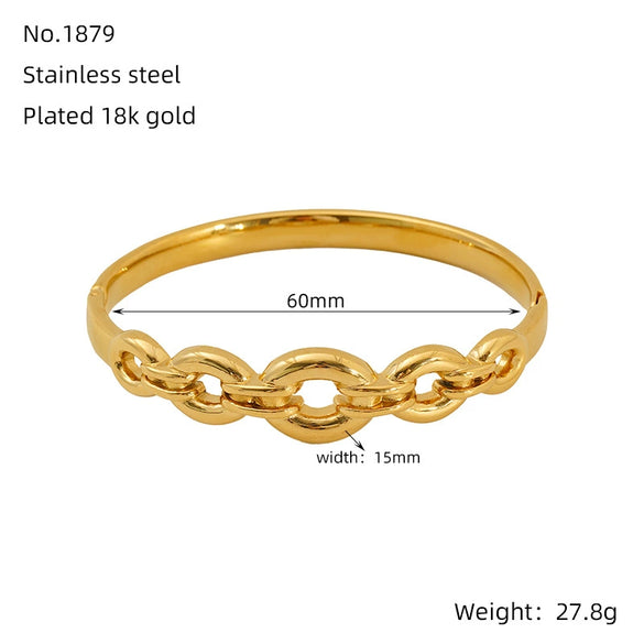 Titanium Steel Gold Electroplated Fashion Geometric Large Circle Mouth Nonfading Bracelet