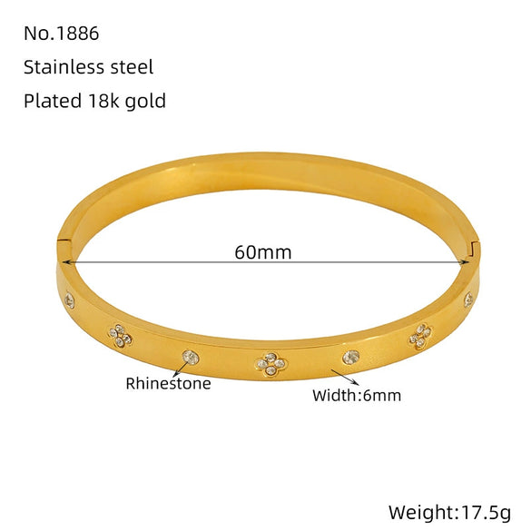 Titanium Steel Gold Electroplated Fashion Geometric Large Circle Mouth Nonfading Bracelet