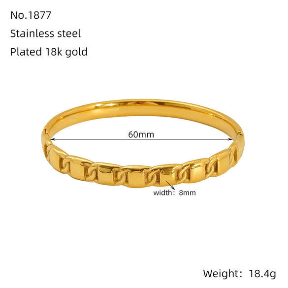 Titanium Steel Gold Electroplated Fashion Geometric Large Circle Mouth Nonfading Bracelet