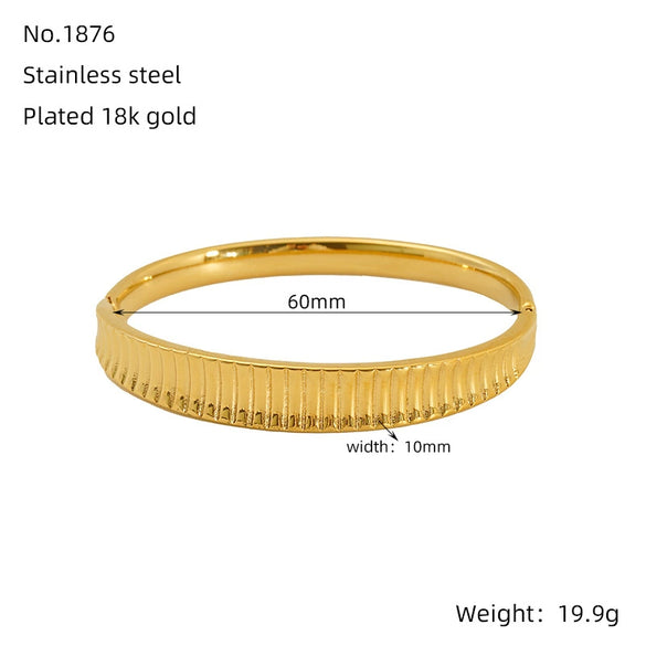 Titanium Steel Gold Electroplated Fashion Geometric Large Circle Mouth Nonfading Bracelet