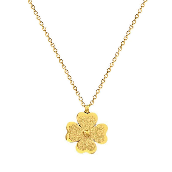 Titanium Steel Gold Foil Four Leaf Flower Geometric Style Electroplated Unisex Necklace
