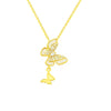 Titanium Steel Gold Inlaid Bow Pendant Necklace Cross Chain Style