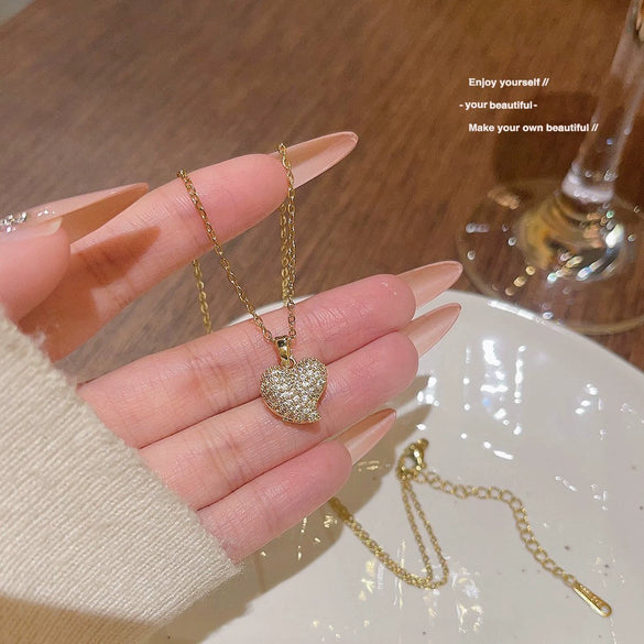 Titanium Steel Gold Inlaid Bow Pendant Necklace Cross Chain Style
