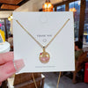 Titanium Steel Gold Inlaid Bow Pendant Necklace Cross Chain Style