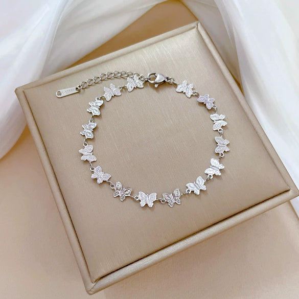 Titanium Steel Gold Inlaid Constellation Pattern Women's Retro Minimalist Bracelet