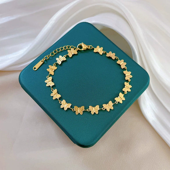Titanium Steel Gold Inlaid Constellation Pattern Women's Retro Minimalist Bracelet
