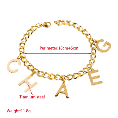 Elegant Luxurious Letter 304 Stainless Steel 18K Gold Plated Bracelets In Bulk