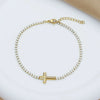 Titanium Steel Gold Plated Elegant Simple Style Plating Cross Artificial Diamond Bracelets