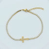 Titanium Steel Gold Plated Elegant Simple Style Plating Cross Artificial Diamond Bracelets