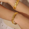 316L Stainless Steel Gold Plated Feather Design Personality Women's Bracelet Jewelry