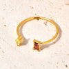 Titanium Steel Gold Plated Geometric Alien Double Line Symmetrical Ring