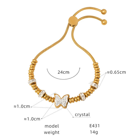 316L Stainless Steel Gold Plated Geometric Beaded Women's Fashion Light Luxury Allmatch Bracelet