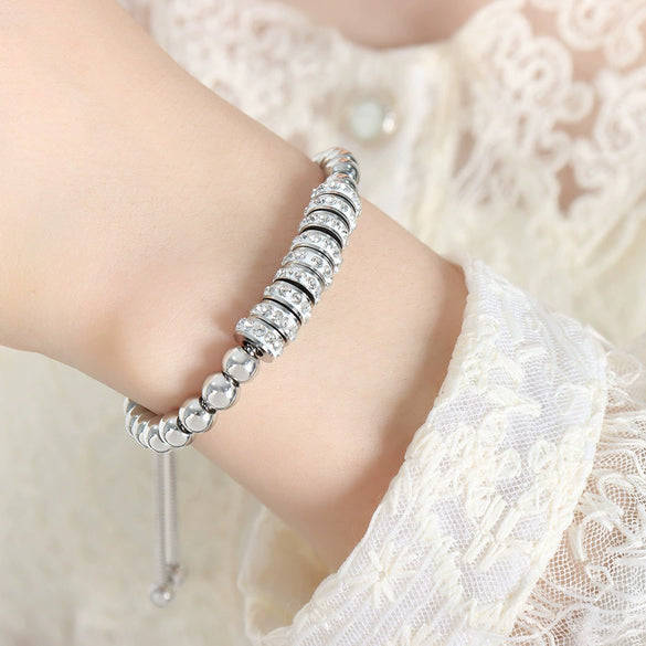 316L Stainless Steel Gold Plated Geometric Beaded Women's Fashion Light Luxury Allmatch Bracelet