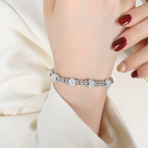 316L Stainless Steel Gold Plated Geometric Beaded Women's Fashion Light Luxury Allmatch Bracelet