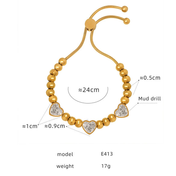 316L Stainless Steel Gold Plated Geometric Beaded Women's Fashion Light Luxury Allmatch Bracelet