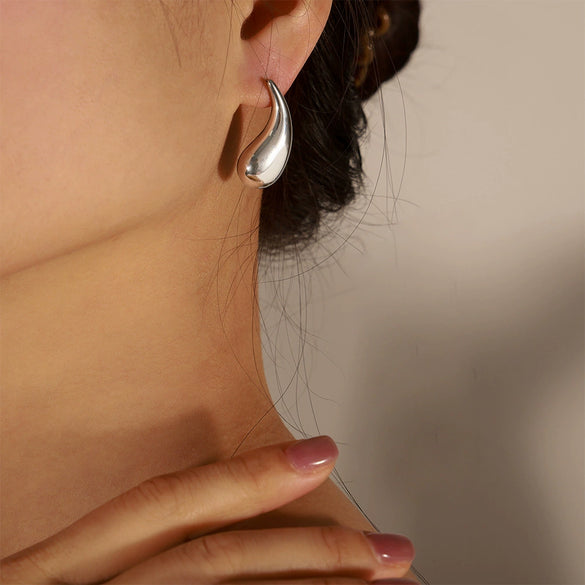 316L Stainless Steel Gold Plated Geometric Comma Shape Earrings Jewelry
