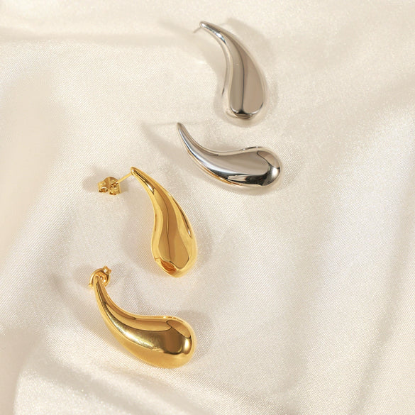 316L Stainless Steel Gold Plated Geometric Comma Shape Earrings Jewelry
