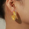 316L Stainless Steel Gold Plated Geometric Inlaid Zircon C Type Women's Fashion Elegant Earrings Jewelry
