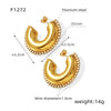 316L Stainless Steel Gold Plated Geometric Inlaid Zircon C Type Women's Fashion Elegant Earrings Jewelry